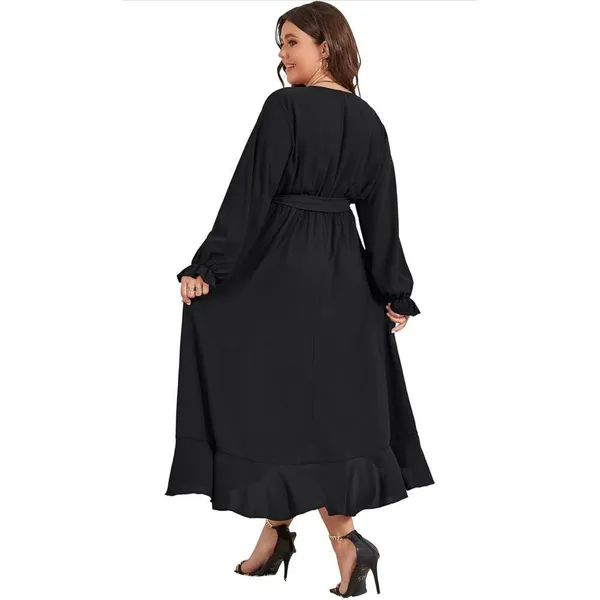 NEW Long Sleeve Wrap V Neck Split Ruffle Cocktail Dress 2X NO BELT - Image 2