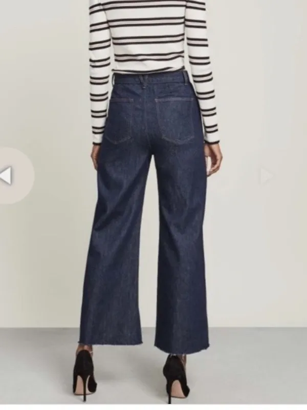 Veronica Beard Grant Wide Leg Raw Hem Jeans in Indigo - Image 2