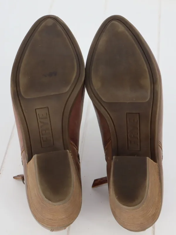 Frye Judith Double Zip Leather Ankle Boots 6.5M Brown Western Boho Block Heel - Image 12
