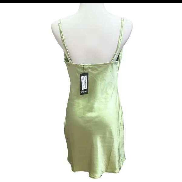 NWT Nasty Gal Green Mini Satin Slip Dress Cowl Neck 4 6 Party - Image 5