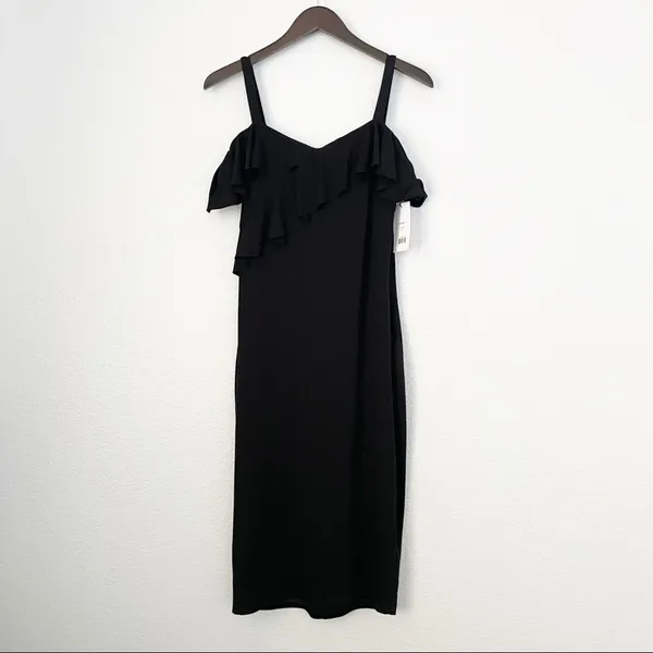 NWT BAILEY 44 Jungle Canopy Cold-Shoulder Dress Black Large - Image 3