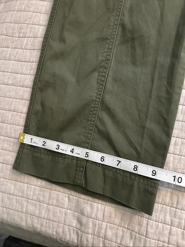 Abercrombie NWT green utility cargo wide leg cotton pants women 10 /30” - Image 13
