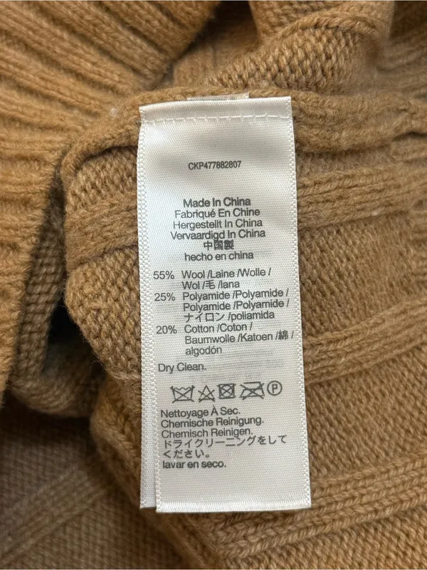Madewell Tipped V-Neck Oversized Wool Blend Sweater XS Heather Caramel Blue - Image 10