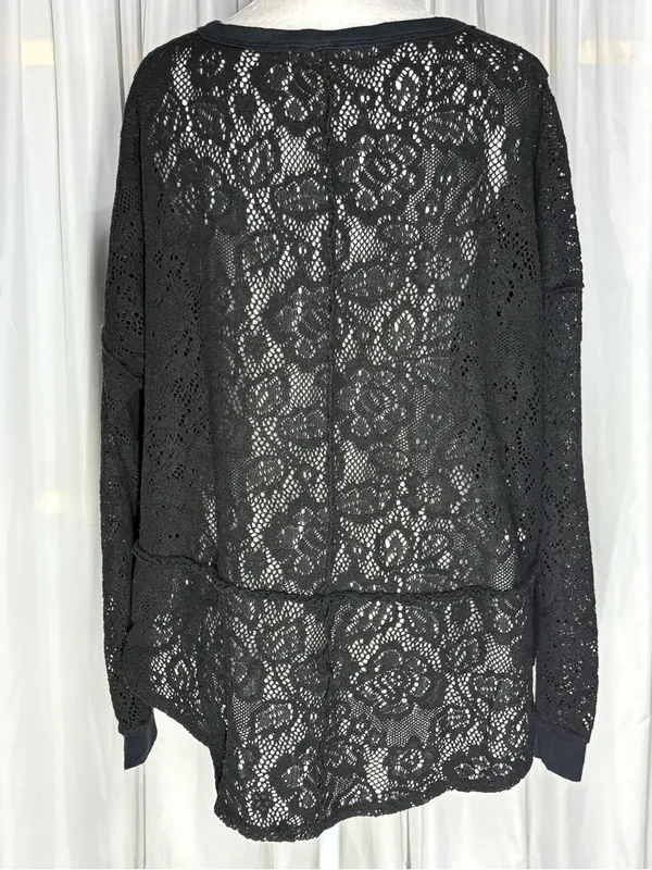 FREE PEOPLE Womens Top Not Cold In This Long Sleeve Soft Black Size S - Image 2
