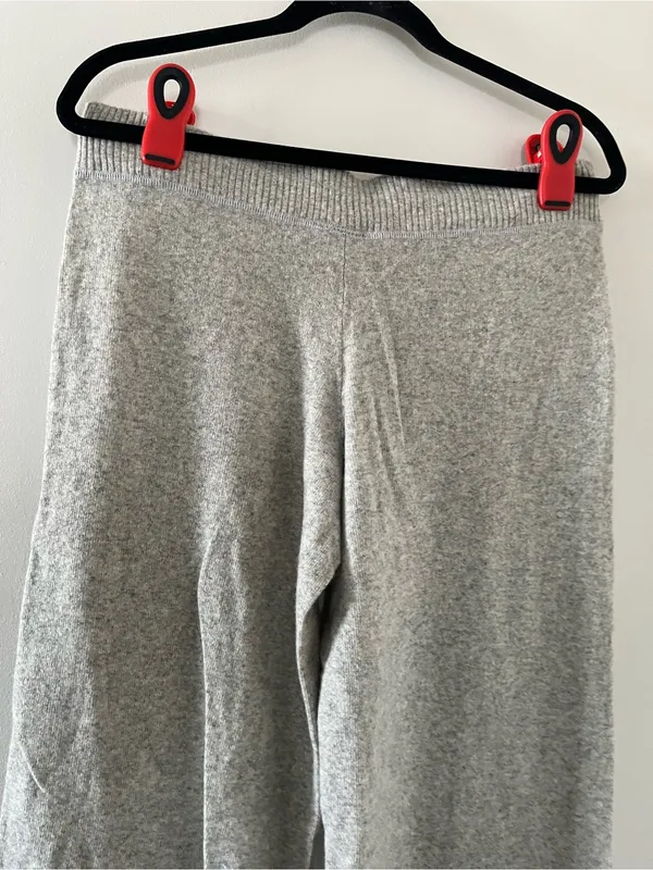 NWT Y2K Loft Wool Cashmere Blend Knit Gray Wide Leg Pants Small Drawstring - Image 5