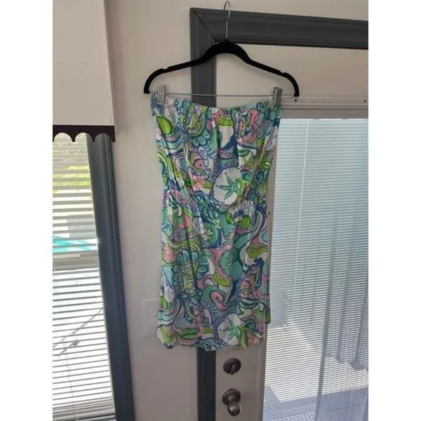 Lilly Pulitzer Windsor Strapless Multi Conch Republic Pima Cotton dress medium - Image 3