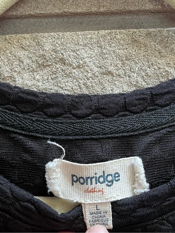 Anthropologie Porridge Textured Sweatshirt size Large black white pop art print - Image 7