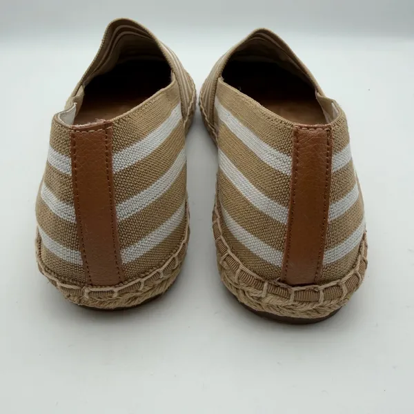 Vionic 356 Valeri Tan White Striped Canvas Espadrille Flats Size 9 Coastal Beach - Image 3