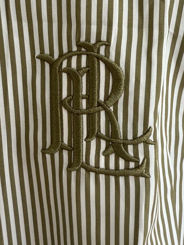 POLO RALPH LAUREN Grayish Green Relaxed Striped Broadcloth Shirt Size XS - Image 4