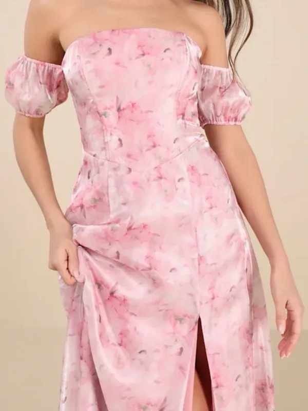 Lulus Idyllic Charisma Light Pink Floral Off-the-shoulder Maxi Dress - Size XS - Image 3