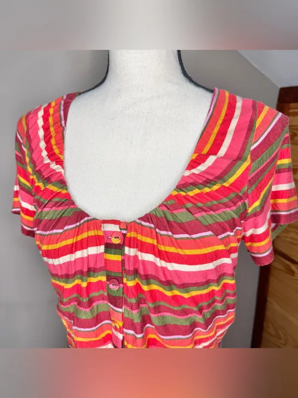 BCBGeneration BCBG Striped Button Up Crop Top Shirt Medium M NWOT Multicolor - Image 4