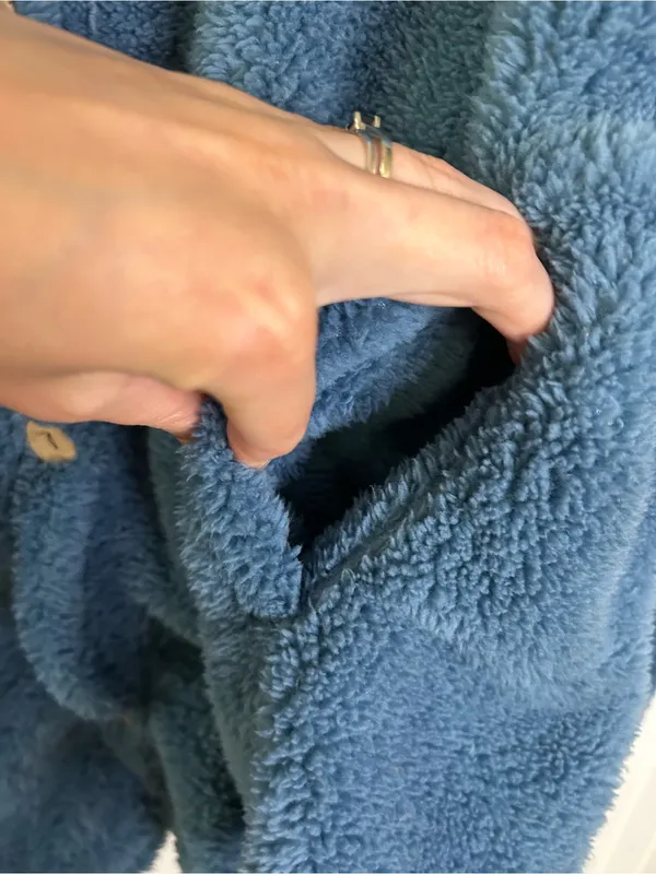 Fuzzy Women's Hooded Fleece Hoodie Blue Size XL - Image 9