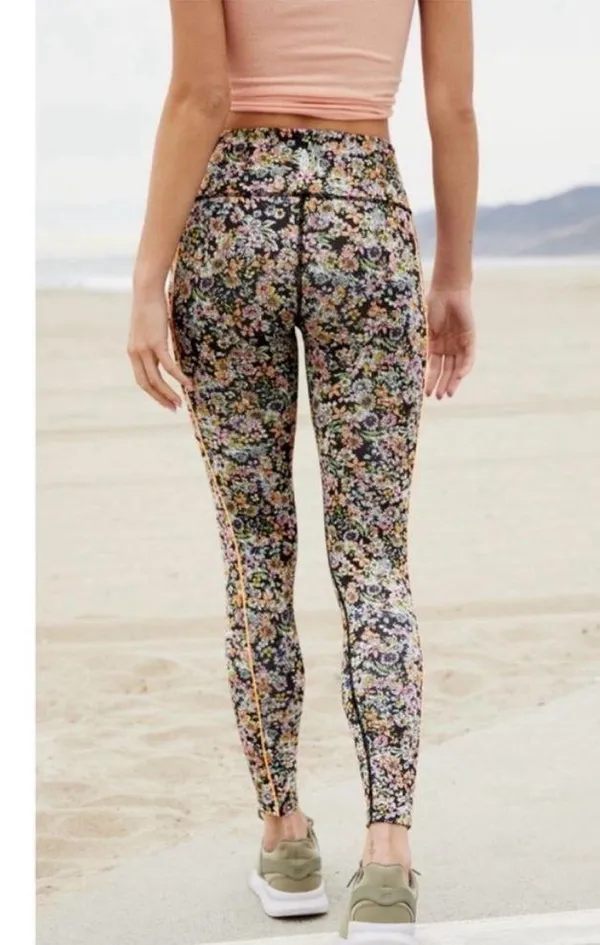 Free People Movement Eden Floral Leggings in Black Multi Size Small - Image 3