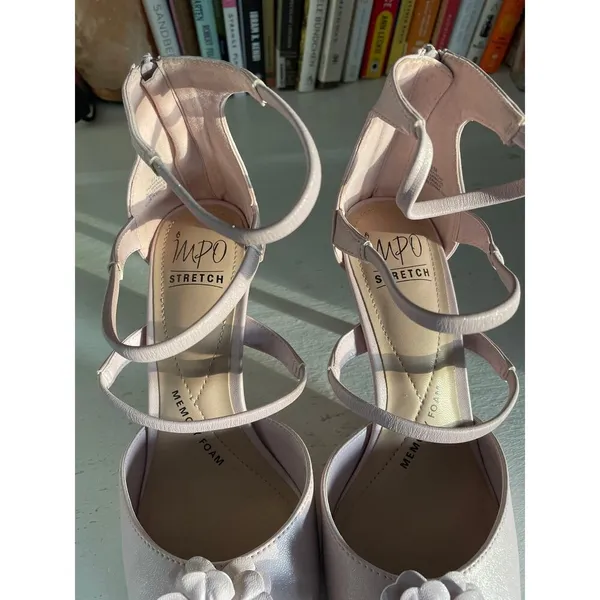 Impo stretch memory foam Baby Pink heels flower Tamara Bow 3" Heels Wedding‎ 9.5 - Image 5