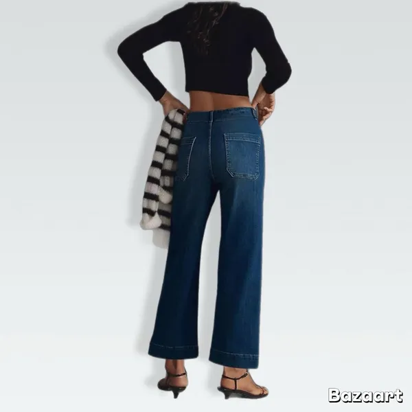 NWOT Cropped Dark Jeans Blue Size 8 - Image 3