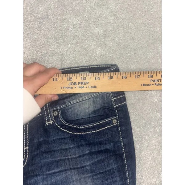 BKE Jeans Women's 27x28 Sabrina Stretch‎ Straight Dark Wash Denim Distress Crop - Image 8