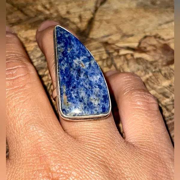 Lapis Lazuli Ring Size 5 1/4 Blue - Image 5