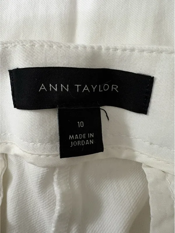 Ann Taylor Size 10 White Stretch Wide Leg Crop Pants - Image 6