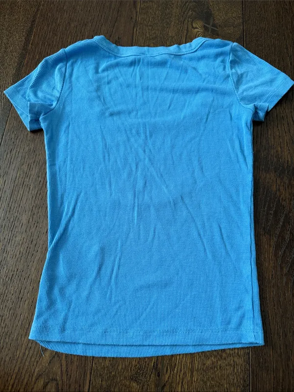 Cotton On Short Sleeve Scoop neck Ribbed Tee - Sky Blue size XS - Image 7