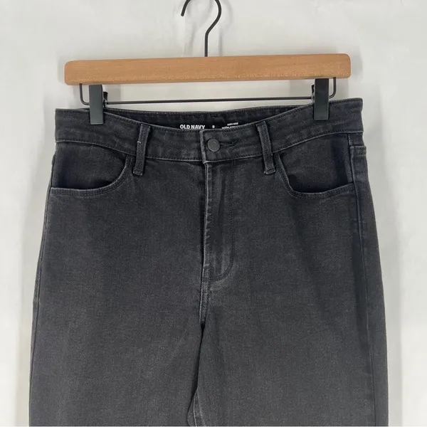 Old Navy High Rise Wow‎ Straight Leg Jeans Stretch Black Denim Size 8 - Image 2