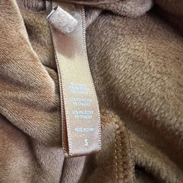 Brown Velour Cropped Zip Hoodie Y2K Cozy Lounge Jacket Small - Image 7