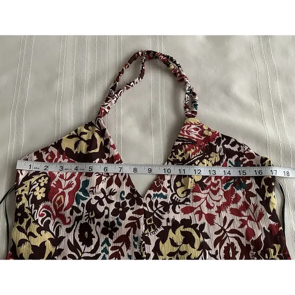 Zara Maxi Dress Multicolor floral and paisley print SZ M V-neck, Spaghetti Strap - Image 7