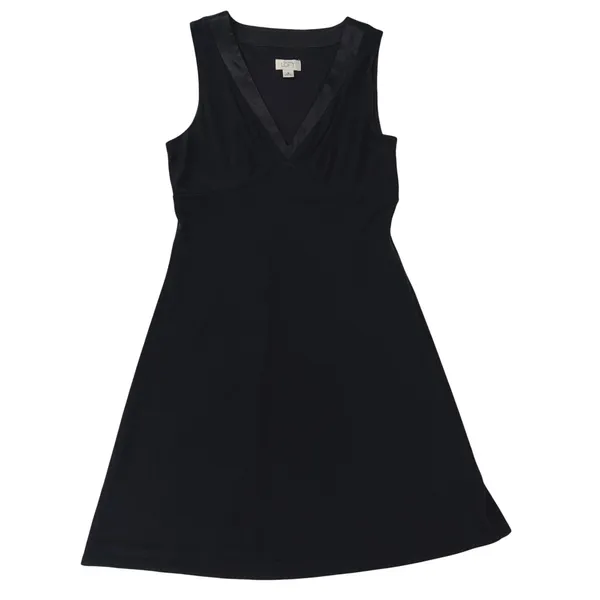 Ann Taylor LOFT Satin Trim Sleeveless A-Line Fit & Flare Little Black Dress Tuxedo Size14 - Image 3