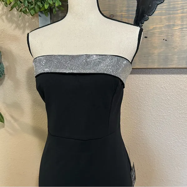 NWT Lulus Unbelievable Sparkle Black Rhinestone Strapless Mini Dress - Image 4