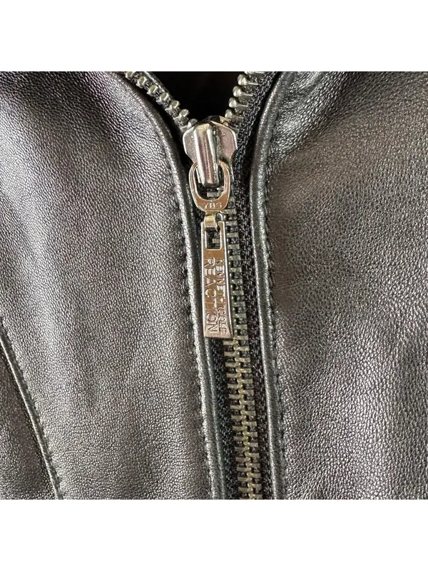 Kenneth Cole Reaction Black Leather Moto Jacket Women’s L Y2K Biker Zip - Image 6