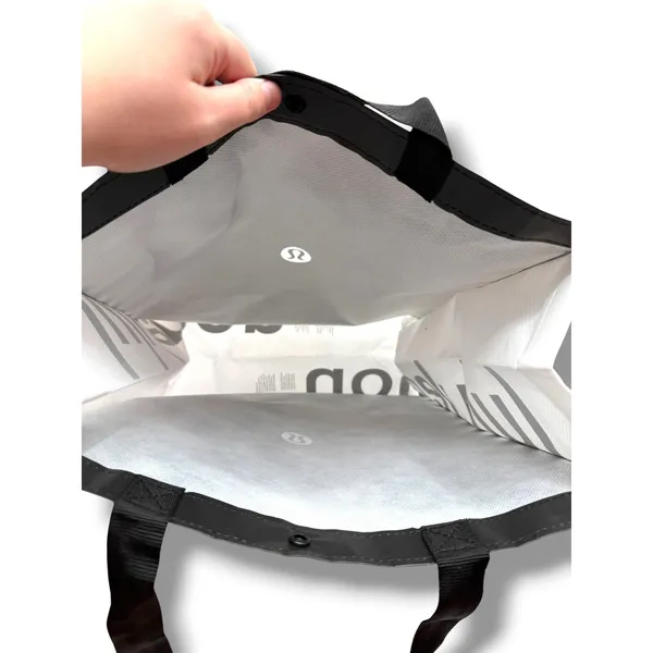 Lululemon Reusable Shopper Tote Bag Unisex Large Black White Logo‎ Snap Button - Image 7