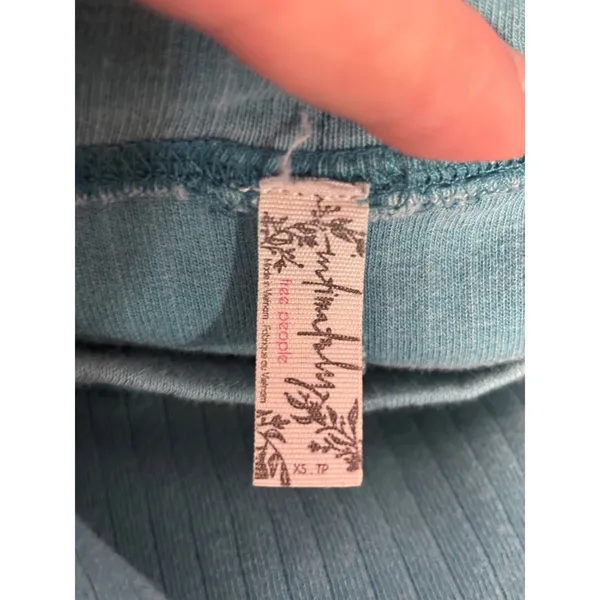 Intimately Free People The Rickie Top XS Teal Ribbed Mock Neck Boho Minimalist - Image 6