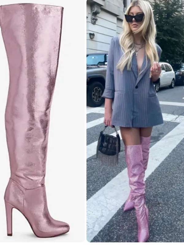 BRIAN ATWOOD x EXPRESS Metallic Pink Over the Knee Boots Size 7 NWT - Image 11