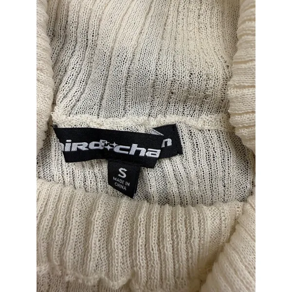 NWT PacSun Third Charm Ivory Ribbed Off-The-Shoulder Foldover Sweater - Size S‎ - Image 3