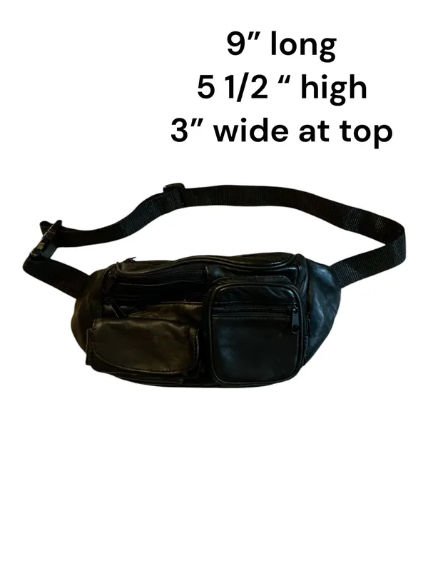 Vintage Genuine Black Leather Multi-Pocket Fanny Pack | Waist Bag & Crossbody - Image 5