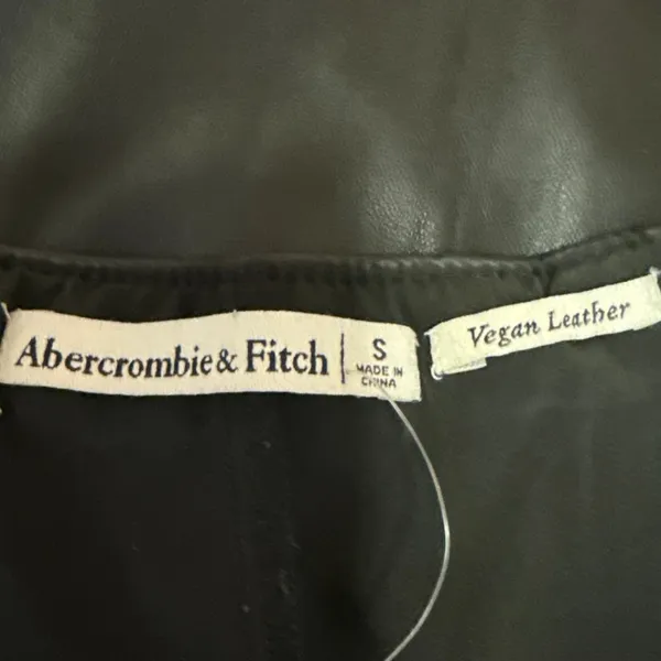 Abercrombie & Fitch Black Faux Vegan Leather Pleated Mini Flared A-Line Skirt S - Image 4