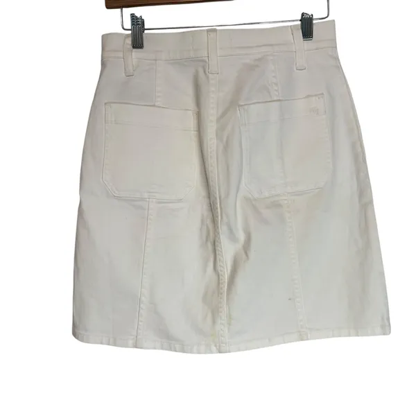 Madewell White Button‎ Front Denim Mini Skirt Size 26 - Image 8