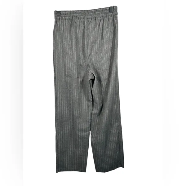 Primark Gray Pinstripe Pleated Wide Leg Trousers Dress Pants Size 2 - Image 3