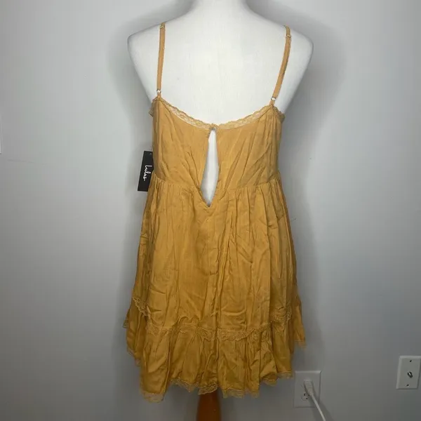 Lulu's- My Sweet One Golden Yellow Lace Babydoll Mini Dress - Image 3