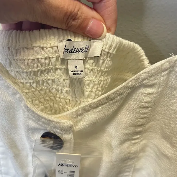 Madewell Women's NEW Linen Cotton Puff Sleeve Mini Dress Size 0‎ - Image 6