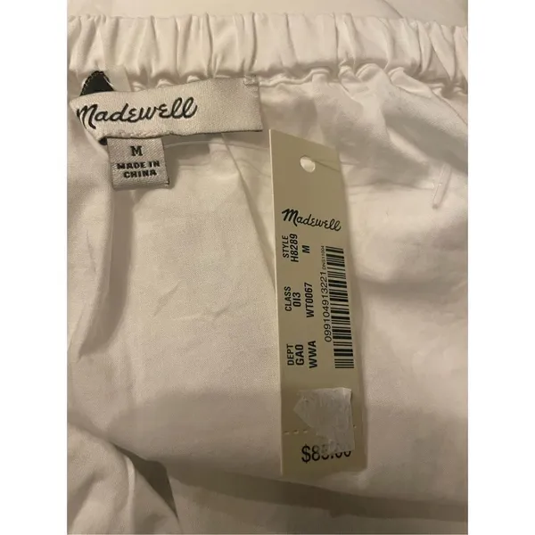 NWT Madewell Women’s Embroidered Off the Shoulder Top White Long Balloon Sleeve - Image 7