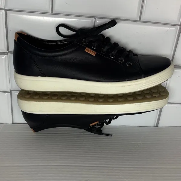 ECCO Soft 7 Sneaker Womens 40 Black Excellent Leather Lace-Up Low Top - Image 8