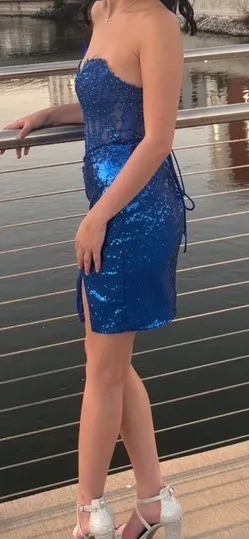 Royal blue strapless dress Windsor - Image 4
