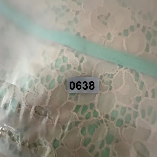 Buttons Mint Green & Ivory Lace Strapless Mini Dress Boho Sweetheart Skater Romantic M - Image 10