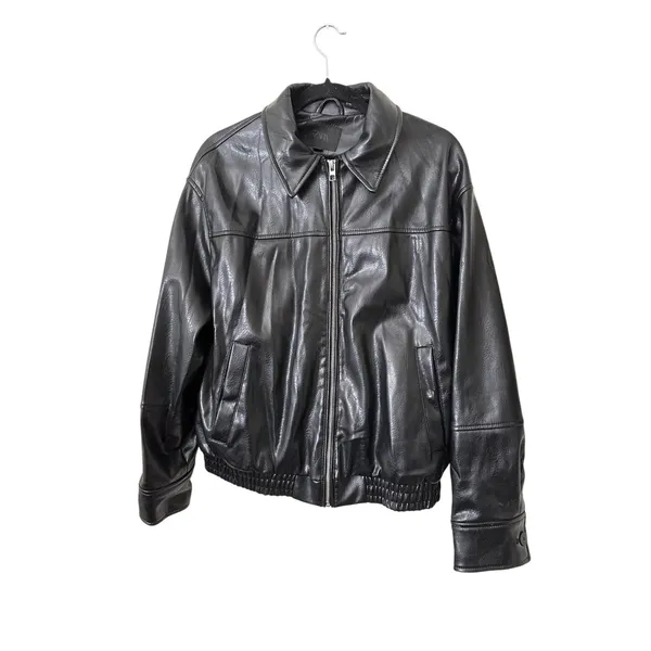 ZARA Faux Leather Bomber Jacket Black X-Small - Image 2