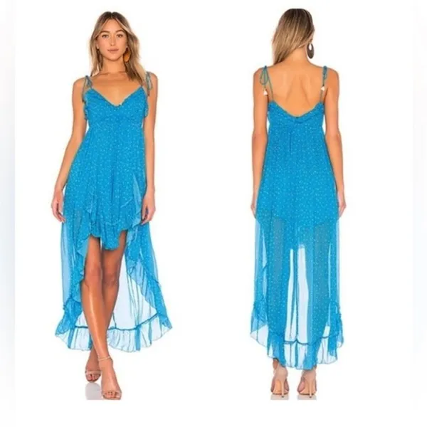 Karina Grimaldi Saralyn Sleeveless High Low Dress on Blue Floral Size XS - Image 8