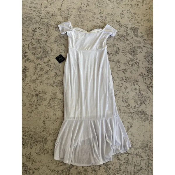 Lulus How Much I Care White Velvet Off-the-Shoulder Midi Dress Size XL Bridal - Image 4