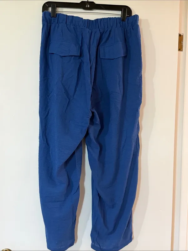 Zenana Outfitters Straight Leg Drawstring Pants - Blue - Image 4