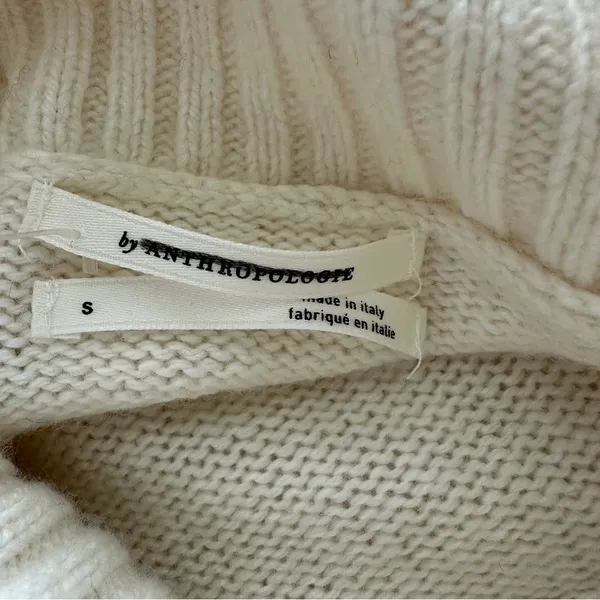 Anthropologie wool blend Cream turtleneck Sweater S Italy made - Image 3