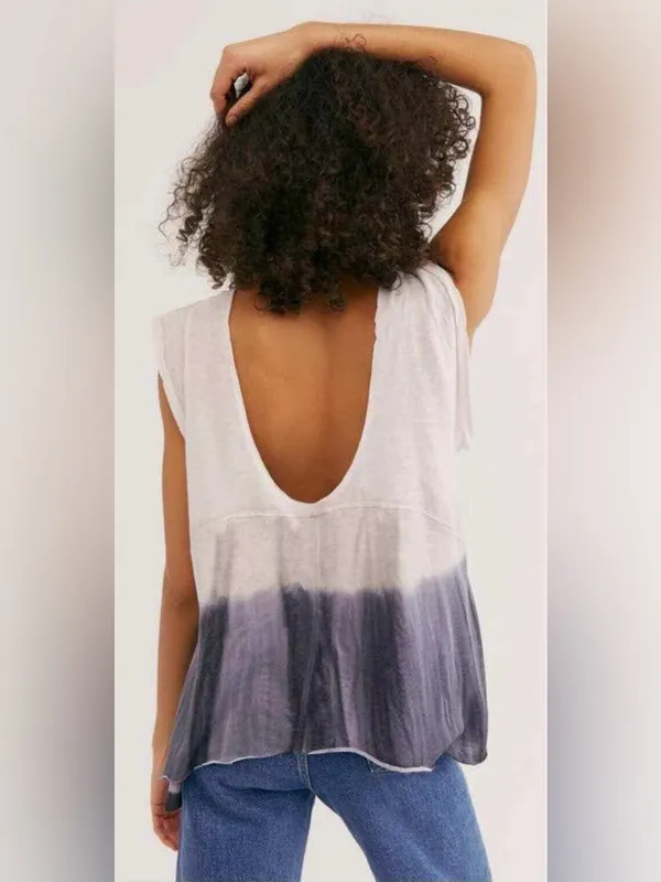 Free People We The Free Paradise Swing Tee in Purple Ombre - Image 2