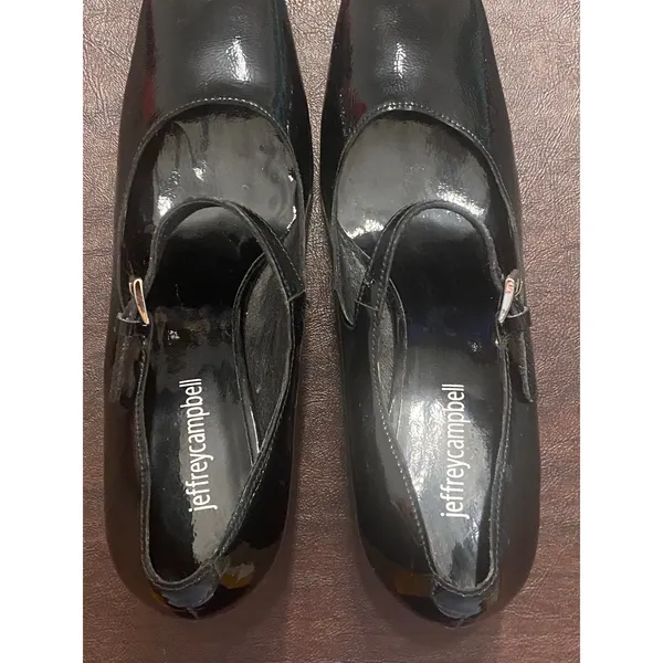Jeffrey Campbell Black Patent Leather Mary Jane Block Heel 3.5" Pumps Size 8 - Image 4